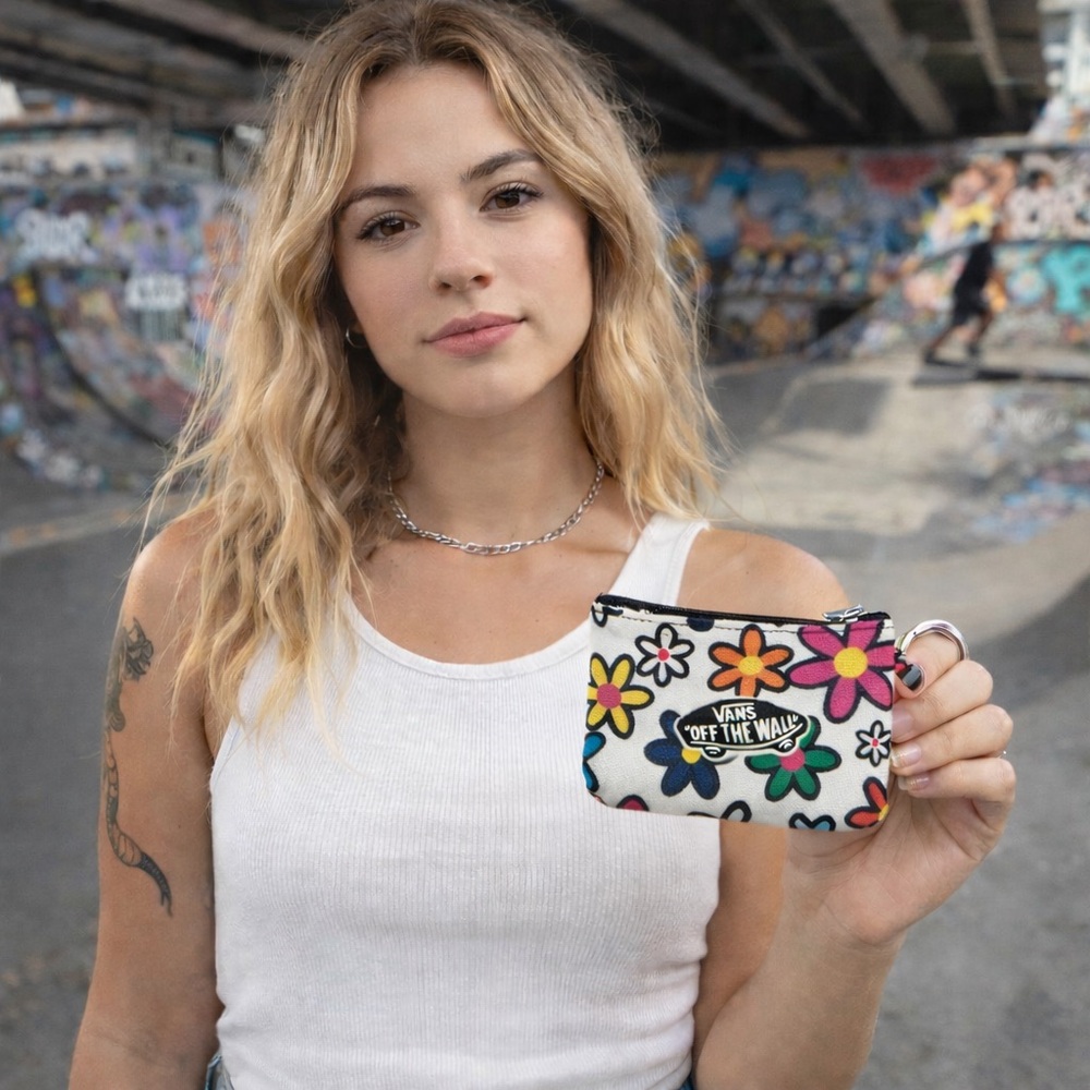 Vans Off the Wall Floral Wristlet Zipper Closure Wallet